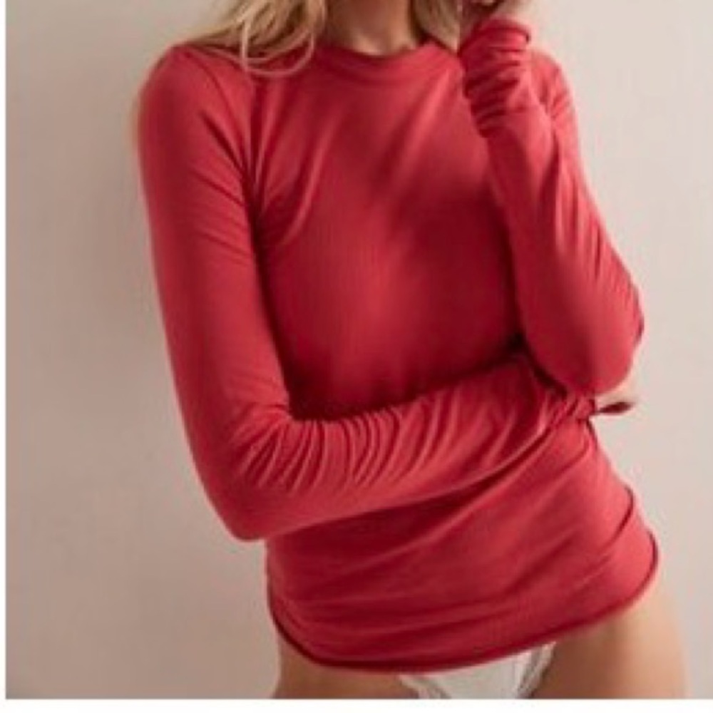 Free People So soft Seamless Modal long sleeve- M/L -Berry Twists